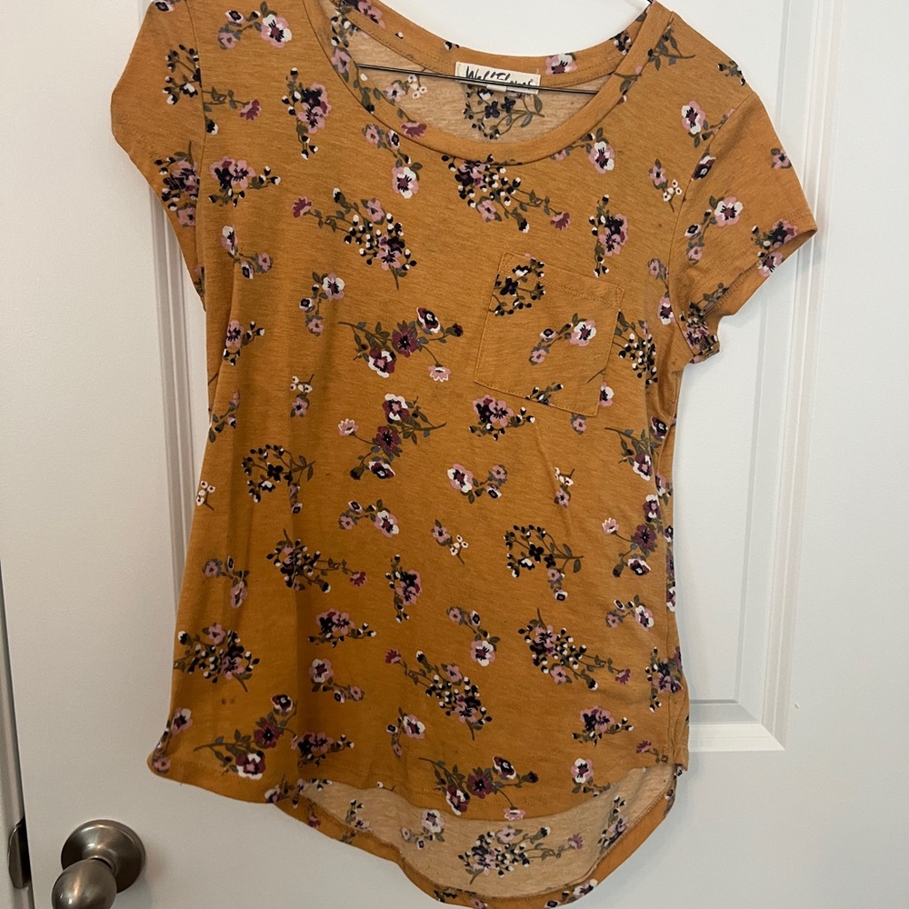 Wallflower Mustard Floral Short Sleeve Top
